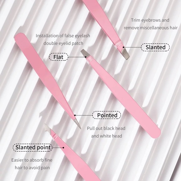 4 PC Japanese stainless steel Eyebrow Tweezer Set - Picture 6 of 7